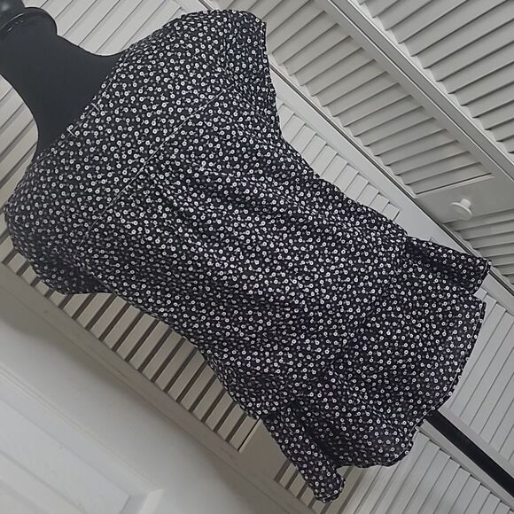 ambiance Apparels sz L dropwaist blouse button front waist ties - Picture 5 of 8